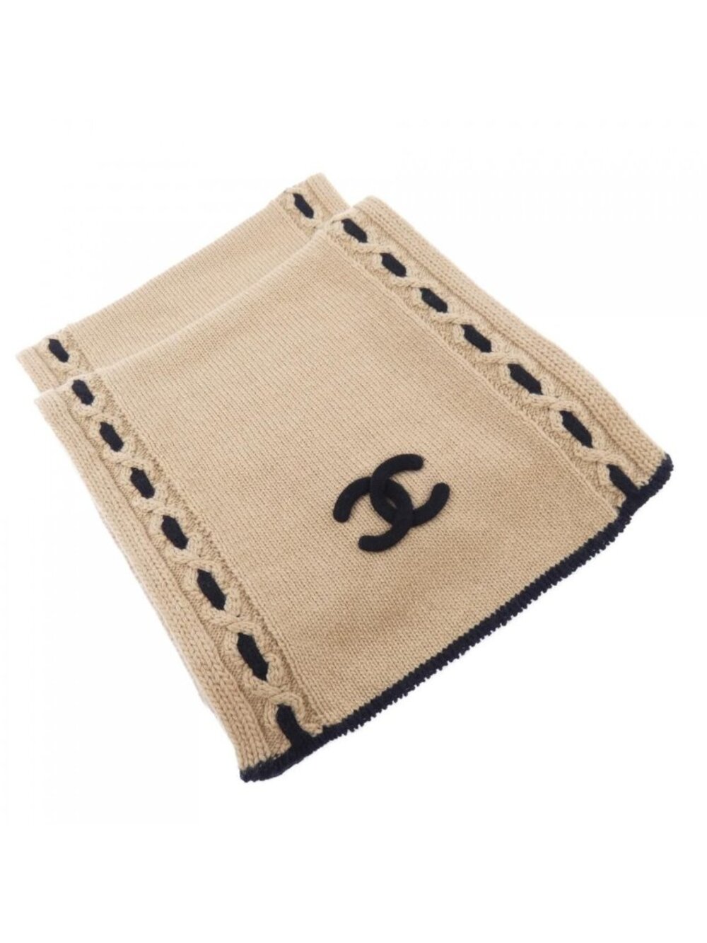 Chanel Scarf Cashmere Black Brown